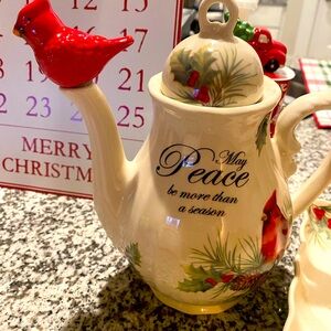 Christmas tea set with creamer